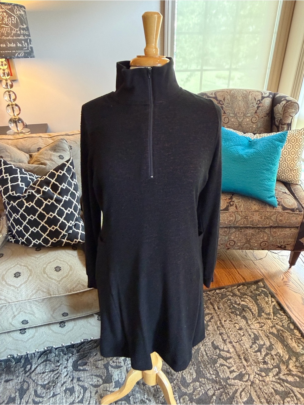 CAbi knit dress in Deep Plum and Black#4215